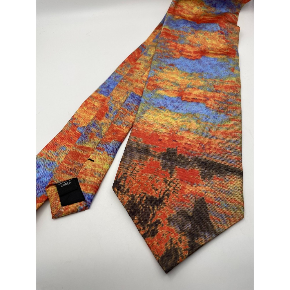 Philadelphia Museum of Art Silk Tie Impressionist Landscape Orange Blue Sunset